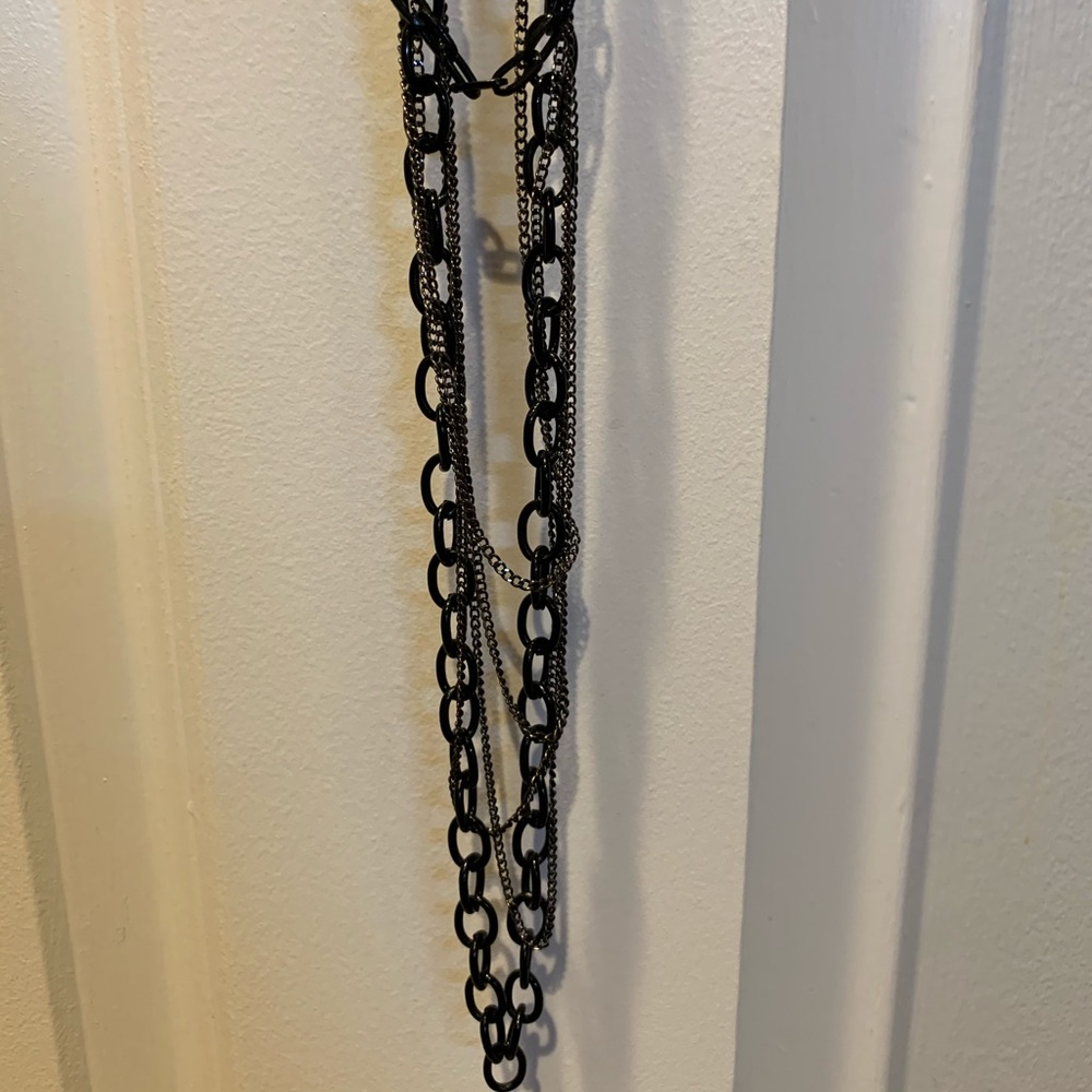 Black link layered necklace